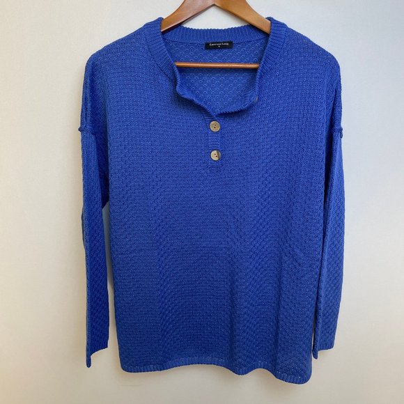 Emerson Lang Womens Open Knit Sweater Size S Blue Pullover Beach Oversized - Picture 1 of 7
